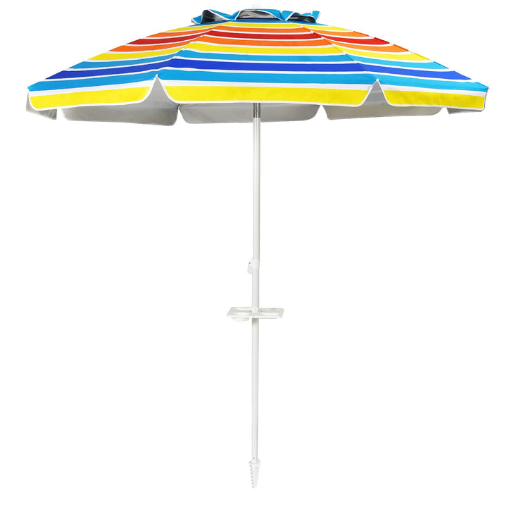 GOPLUS Strandschirm, Sonnenschirm um 30° knickbar, Gartenschirm UV 50+, Tischschirm mit Bodenhülse,