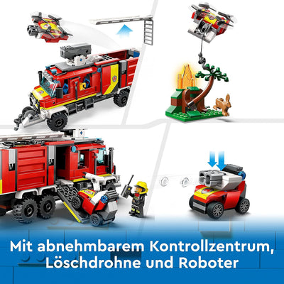 LEGO 60374 City Einsatzleitwagen der Feuerwehr, modernes Feuerwehrauto-Spielzeug mit Löschdrohnen, m