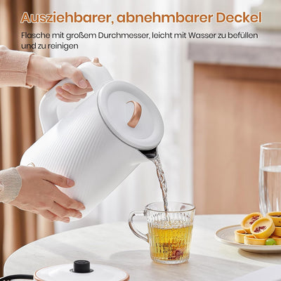 OLEGA Wasserkocher, 1,8 Liter Tragbarer Wasserkocher, 1500 W, Edelstahl/Kunststoff, Teekocher Elektr