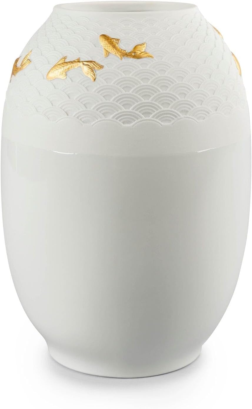 LLADRÓ Koi Vase. Golden Luster. Litophane. Porzellan.