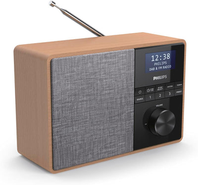 Philips R5505/10 Radio Mit Bluetooth (Holzgehäuse, DAB+/UKW-Radio, 3"-Breitband-Lautsprechertreiber,