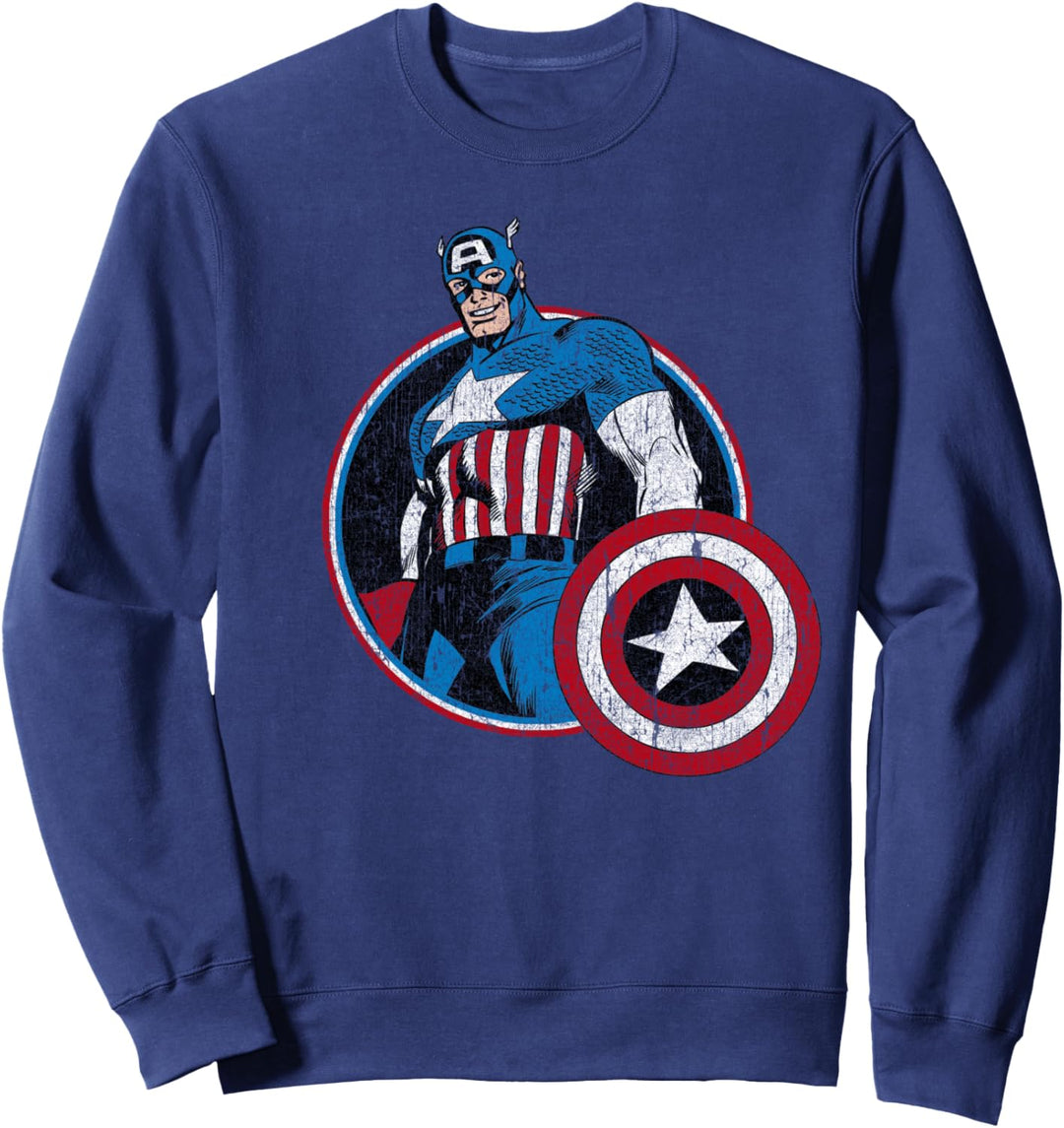 Marvel Captain America Looking Down Circle Portrait Sweatshirt
