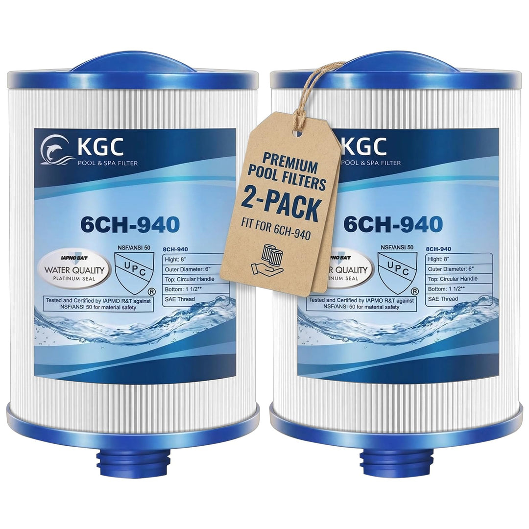 KGC Spa Filter 6CH-940 für Whirlpool, 2 Stück Ersatz für Pleatco PWW50P3 (1 1/2" SAE Grobgewinde), U