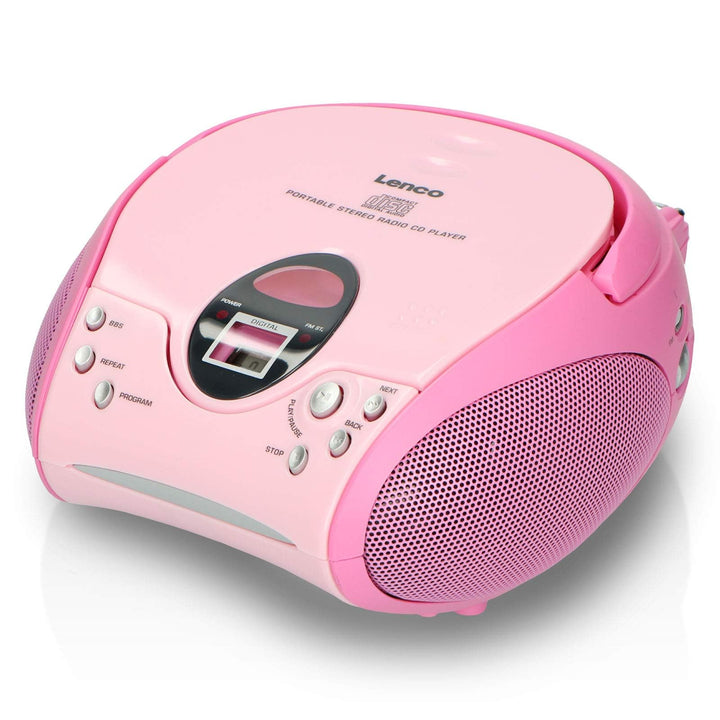 Lenco SCD-24 Stereo UKW-Radio mit CD-Player und Teleskopantenne rosa ohne Bluetooth pink, ohne Bluet