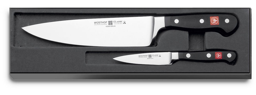 Wüsthof Messersatz 2-teilig, Classic (9755), Profi-Messerset inkl. Kochmesser (20 cm Klinge) und Gem
