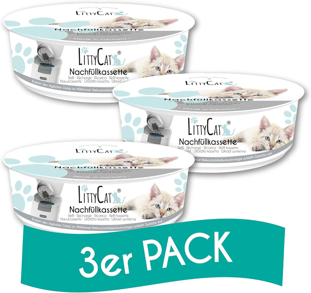 Littycat Nachfüllkassetten für Littycat Katzenstreuentsorgungseimer - 3er Pack