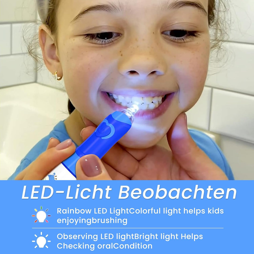 Seago Elektrische Zahnbürste Kinder ab 3-12 jahre Kinderzahnbürsten mit Farbigem Licht Smart Timer 4