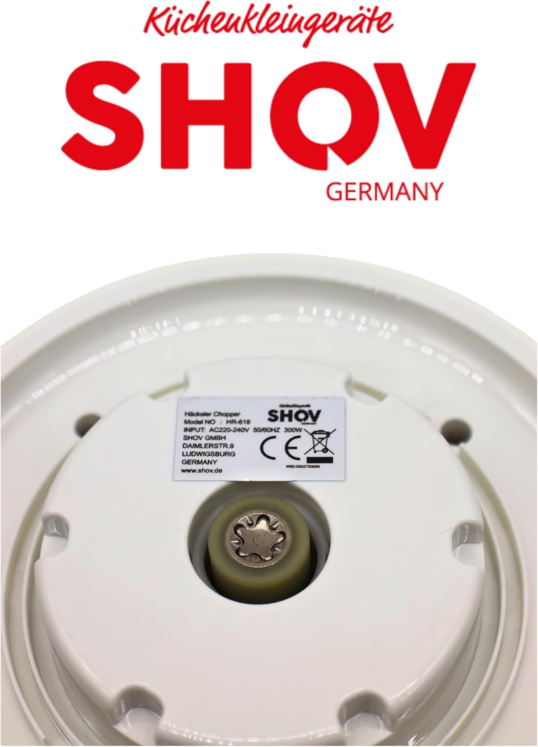 SHOV Mini Zerkleinerer Ein-Hand-Bedientaste, 700ml Glasbehälter, Gemüsezerkleinerer, elektrischer Mi