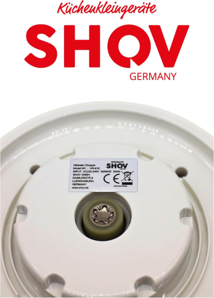 SHOV Mini Zerkleinerer Ein-Hand-Bedientaste, 700ml Glasbehälter, Gemüsezerkleinerer, elektrischer Mi