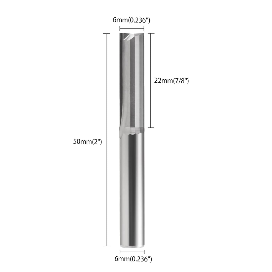 Schaftfräser,CNC fräser,fräser für oberfräse,2 Flöten Gerade Fräser ，fräser 6mm schaft，22 mm Schnitt