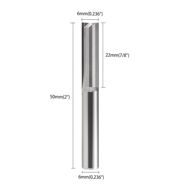 Schaftfräser,CNC fräser,fräser für oberfräse,2 Flöten Gerade Fräser ，fräser 6mm schaft，22 mm Schnitt