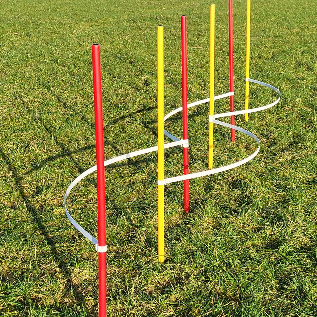 Wuzzmann Agility - Slalom - AUSBILDUNGSSET MIT 4 SLALOMBÖGEN/TRAININGSBÖGEN + 6 SLALOMSTANGEN ROT/GE