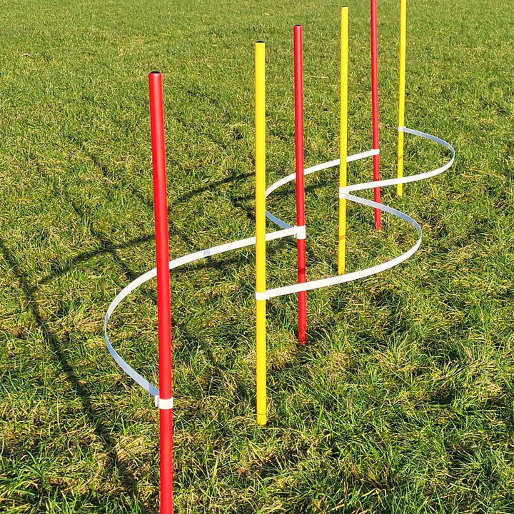 Wuzzmann Agility - Slalom - AUSBILDUNGSSET MIT 4 SLALOMBÖGEN/TRAININGSBÖGEN + 6 SLALOMSTANGEN ROT/GE