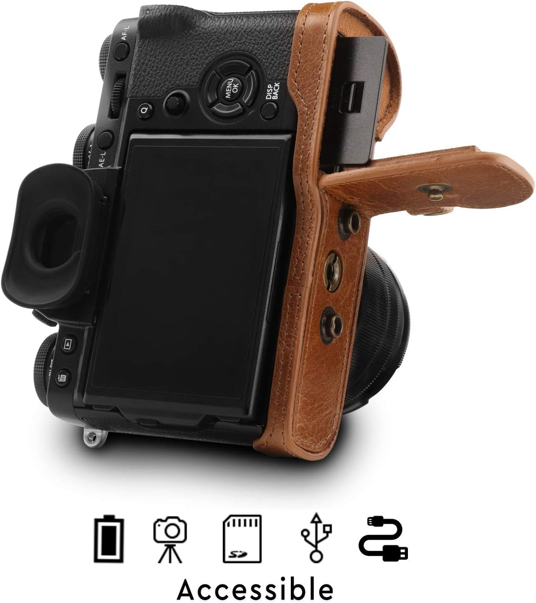 MegaGear MG1551 Fujifilm X-T3 (XF23mm - XF56mm & 18-55mm Lens) Ever Ready Echtleder Kamera-Case mit