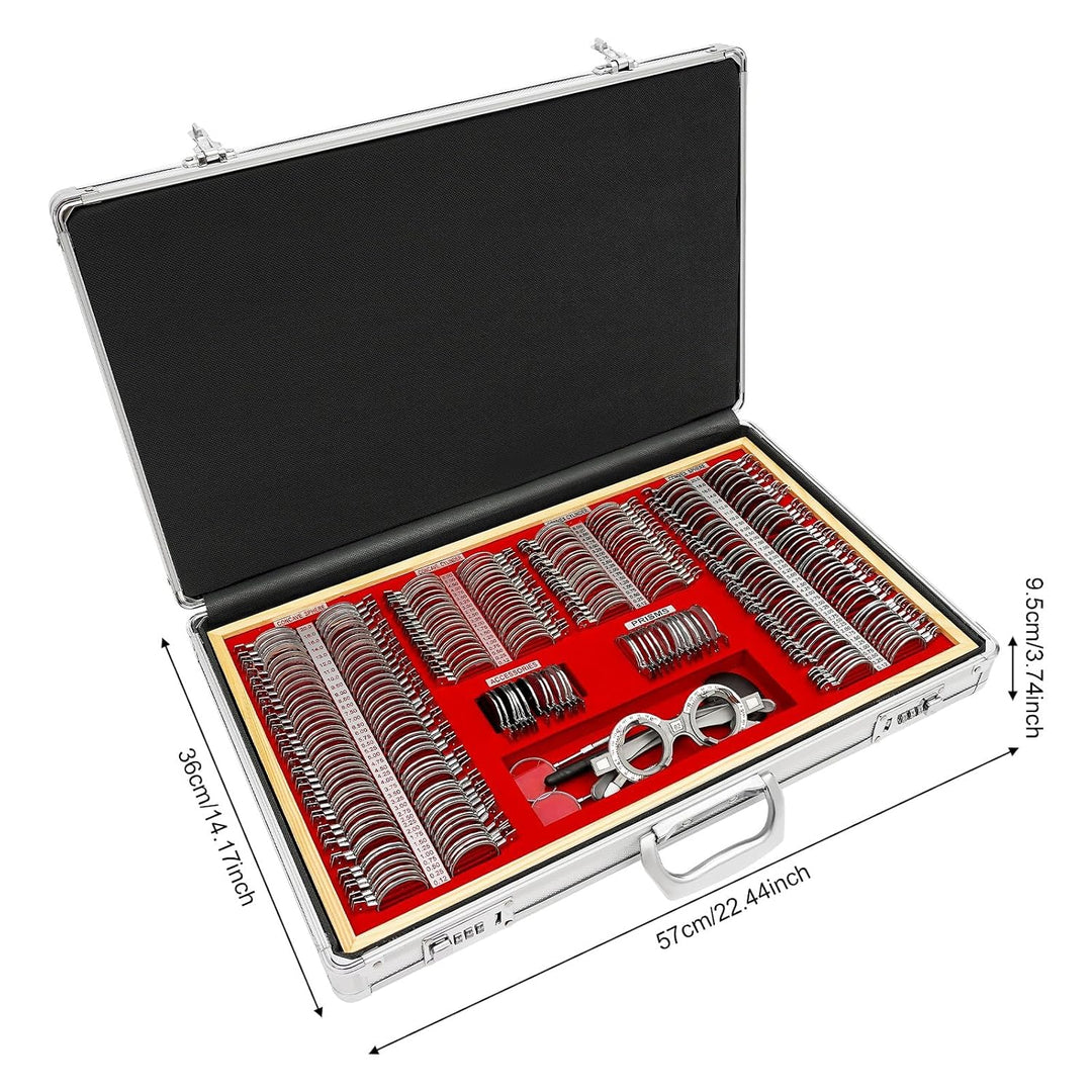 Optometrie-Set 266 Testlinsen Metall-Messbrille mit Prismen Refraktion für Klinik Optiker Sehtest MR