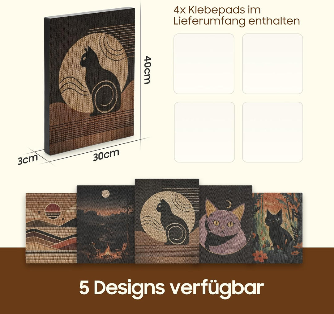 Premium Designer Kratzbrett für Katzen: 5-lagige Wellpappe für erhöhte langlebigkeit - selbstklebend