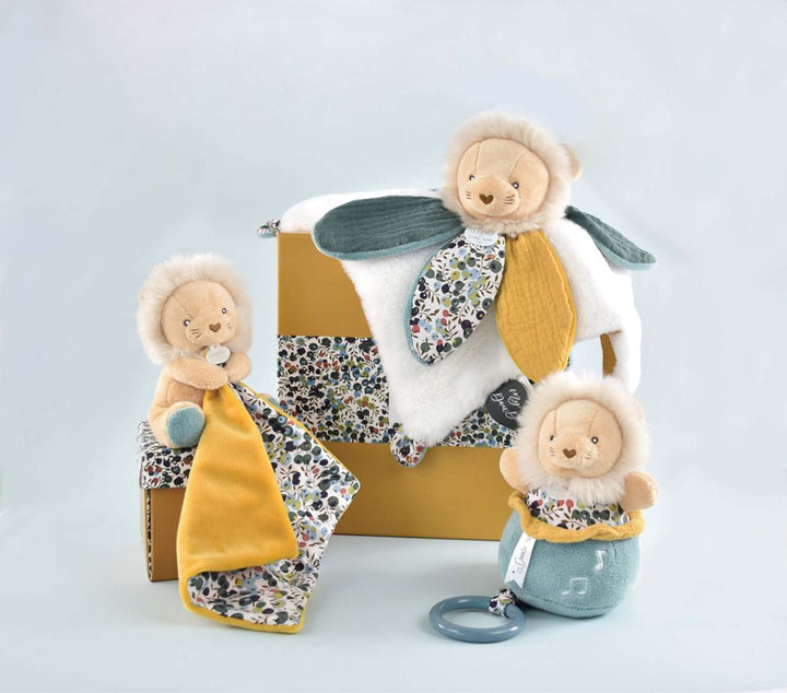 Doudou et Compagnie - Boh'aime DC4026 Spieluhr, Löwe, Gelb, 20 cm, Geschenk zur Geburt, schöne Gesch