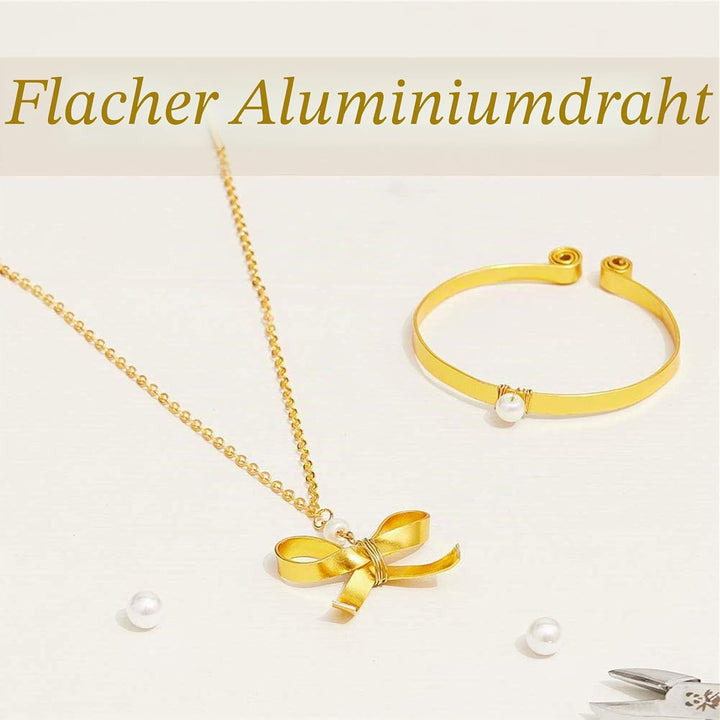 BENECREAT 20m 4 Farben Aluminium Flachdraht 3mm Breit Silber Gold Biegbarer Basteldraht Für Lünette,