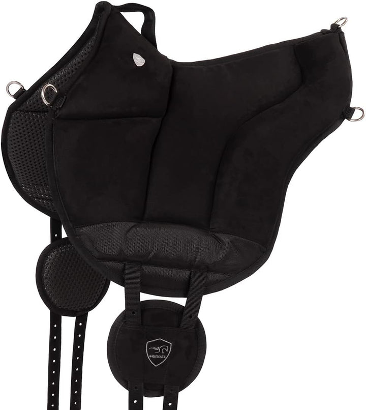 Equinate Reitpad Toledo aus Mikrofaser Schwarz - Bareback Pad mit pflegeleichter Neopren Unterseite