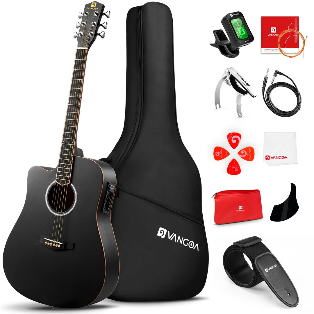 Vangoa 4/4 Linkshändig Gitarre Elektro Akustische Westerngitarre für Linkshänder mit 4-Band-Equalize