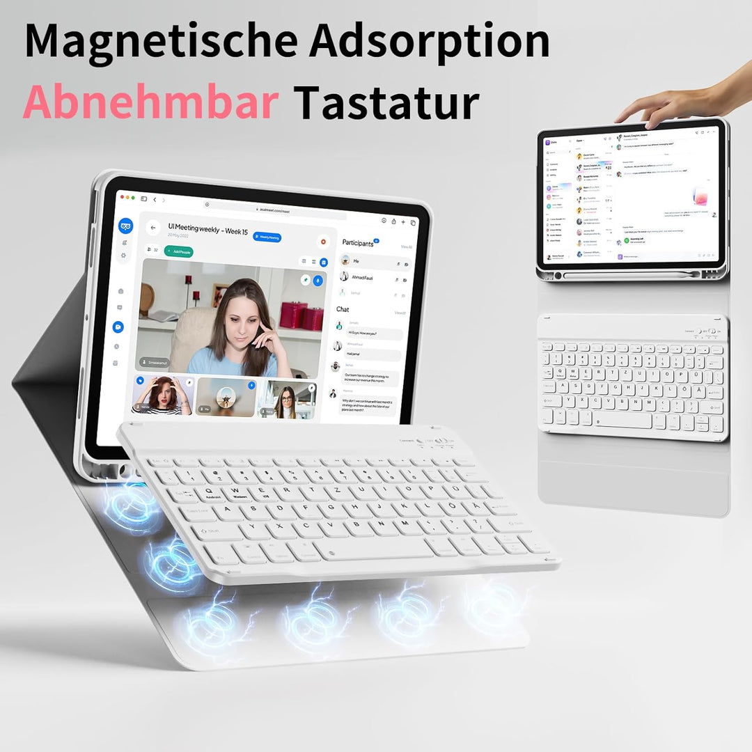 KVTVOU Tastatur Hülle für iPad 10. Generation 10,9 Zoll 2022, Bluetooth Abnehmbarer Kabellose Tastat