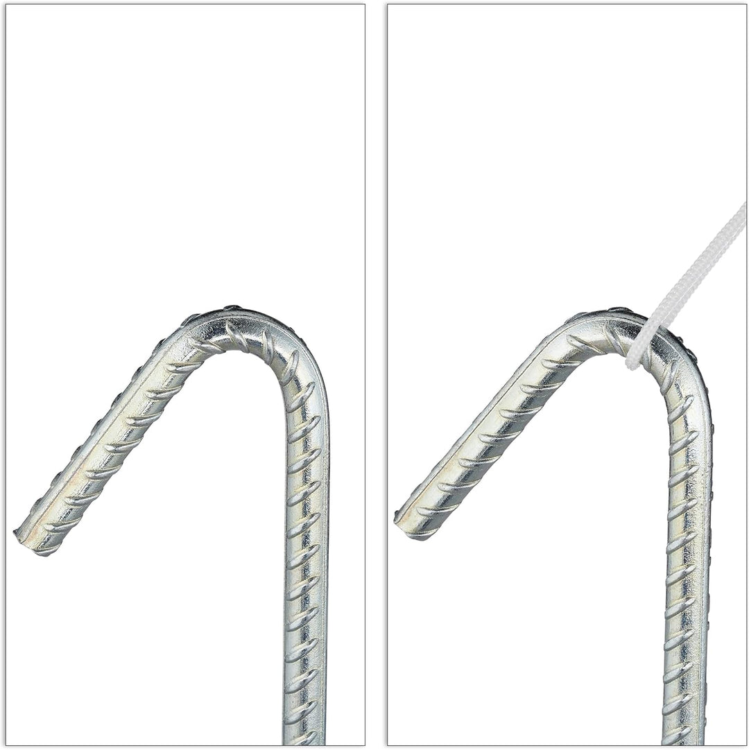 Relaxdays, silber XL Bodenanker im 10er Set, extrem stabile Erdanker, Zeltzubehör, extra lang, 37 cm