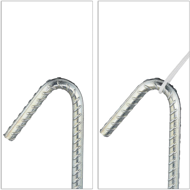 Relaxdays, silber XL Bodenanker im 10er Set, extrem stabile Erdanker, Zeltzubehör, extra lang, 37 cm