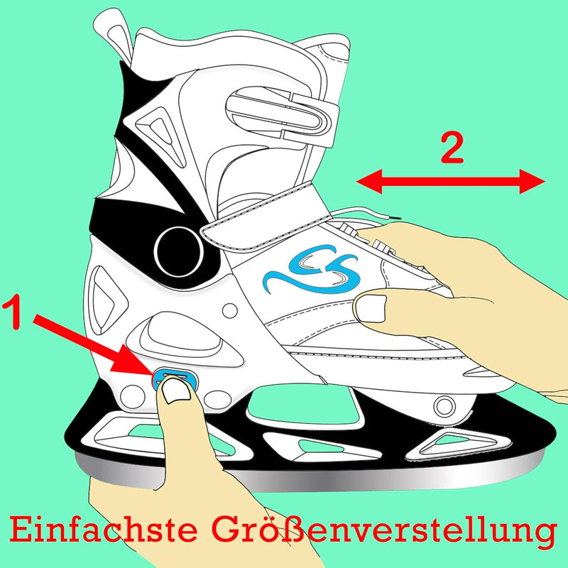 Cox Swain verstellbare Schlittschuhe Push, Eislaufschuhe für Kinder, Jugendliche und Erwachsene bis