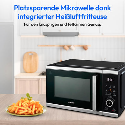 MEDION Mikrowelle mit Heissluftfritteusenfunktion (25 Liter, 1.500 Watt Heissluft, 900 Watt Mikrowel