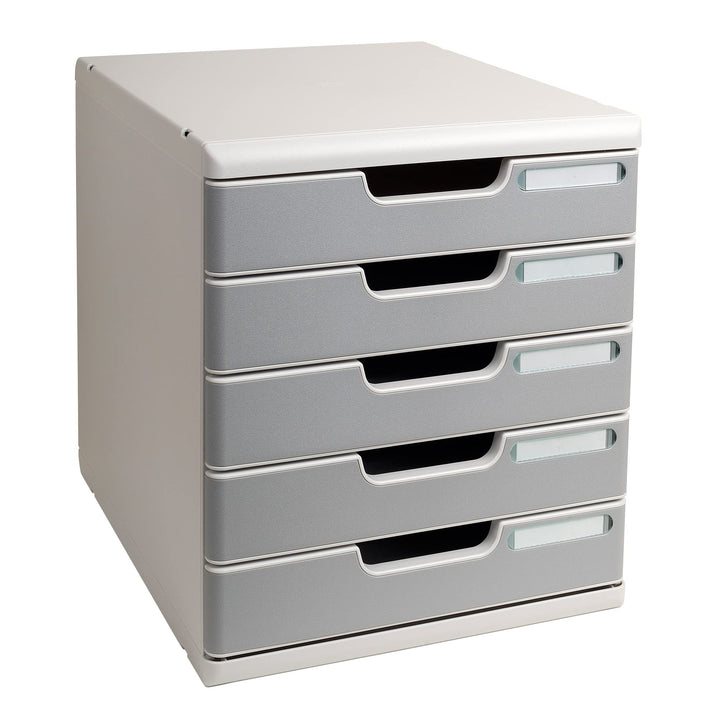 Exacompta 301041D Ablagesystem Modulo A4, 5 laden Classic, lichtgrau/steingrau, 350 x 288 x 320 mm L