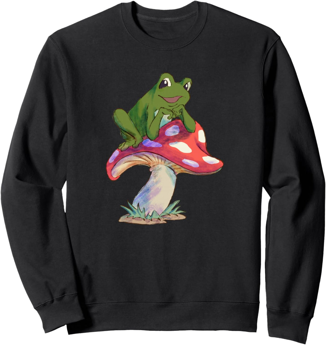 Kröte auf Fliegenpilz - Frosch Sweatshirt