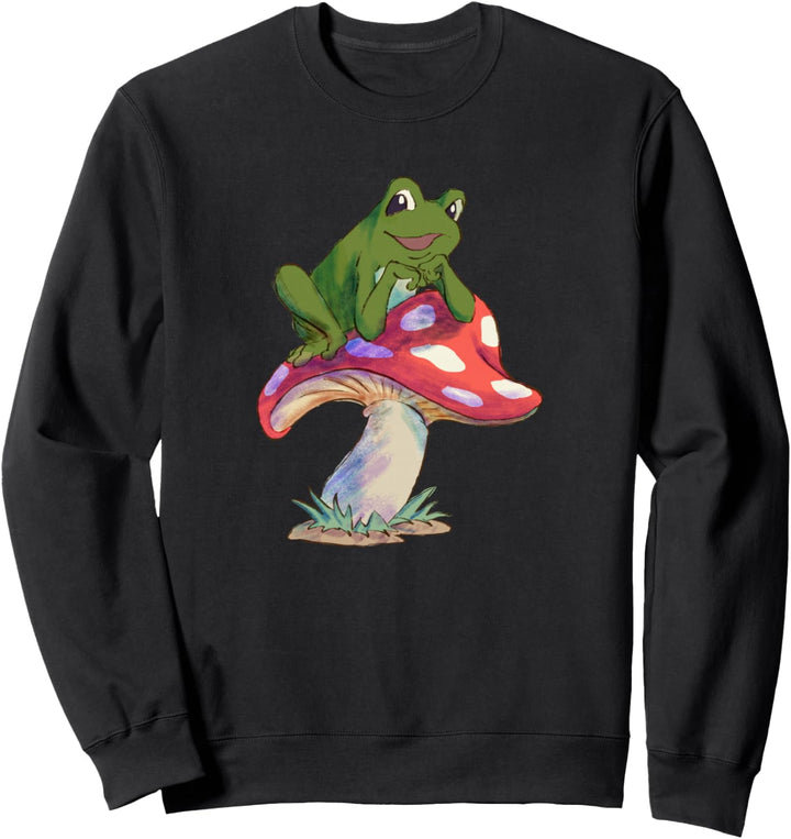 Kröte auf Fliegenpilz - Frosch Sweatshirt