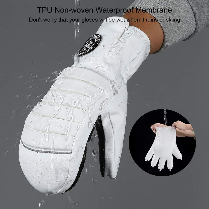 KUTOOK Skihandschuhe Ziegenleder Fäustlinge Wasserdicht Warm Winter Snowboard Handschuhe Winddicht W