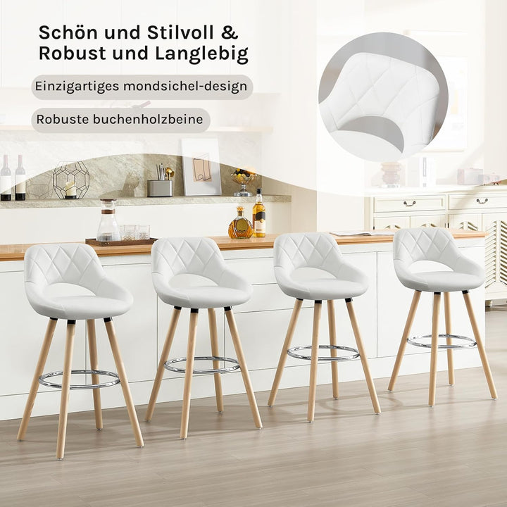 WOLTU Barhocker 2er Set, Barstuhl Küchenhocker Thekenhocker, Hocker mit Rückenlehne Fussstütze, aus