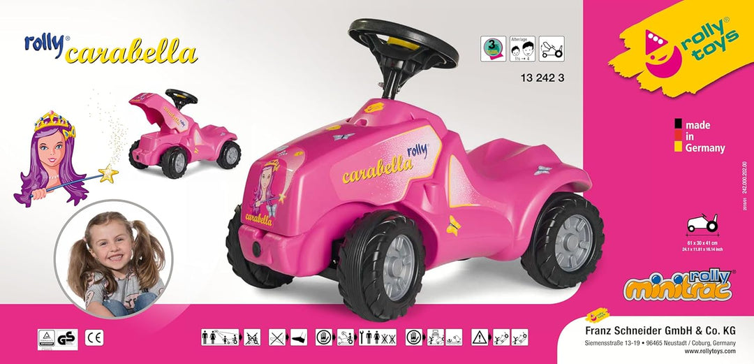 Rolly Toys 132423 - rollyMinitrac Carabella (Rutschfahrzeug, Flüsterlaufreifen, mit Hupe, ergonomisc