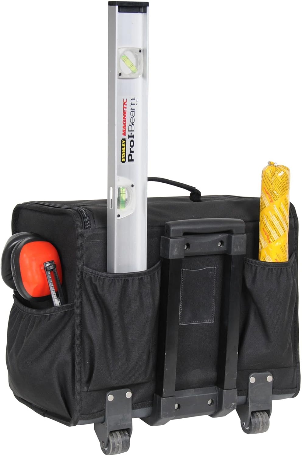 STANLEY Werkzeugkoffer (mit Rollen, 44,5 x 25,5 x 42 cm, wasserfester Kunststoffboden, Trolley aus s