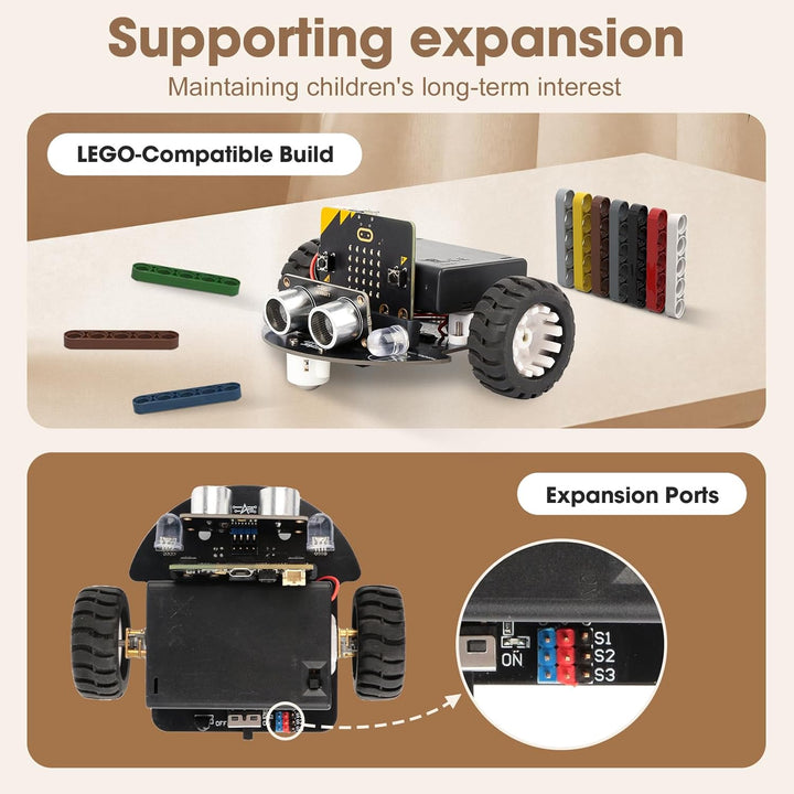 ACEBOTT Roboter Bausatz für Kinder, Roboter Kinder mit BBC Micro:bit V2, Fernbedienung und App Steue