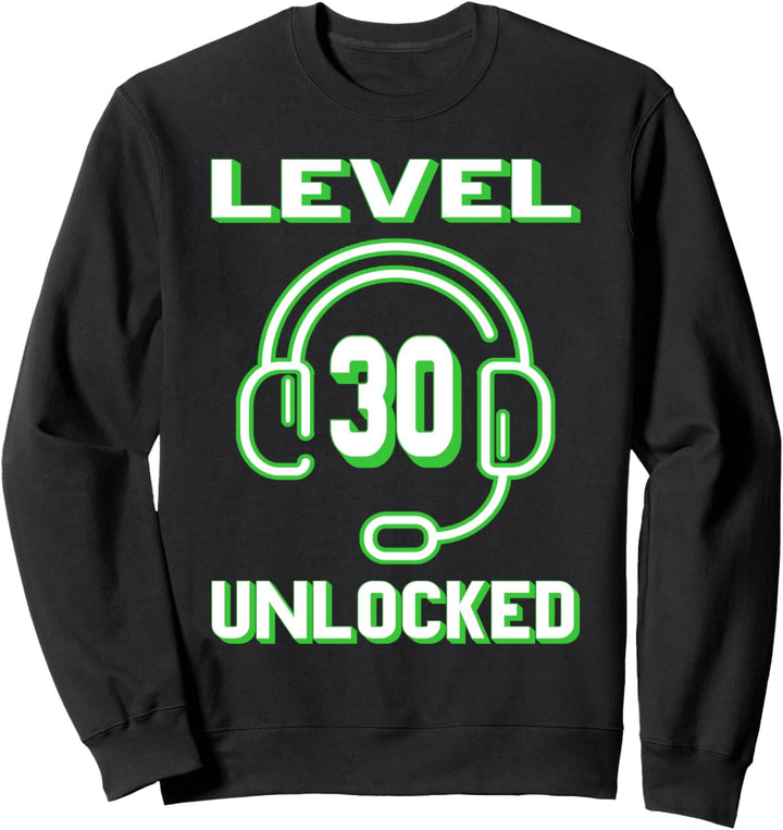 Level 30 Unlocked 30. Geburtstag Gamer Gaming 30 Jahre Alt Sweatshirt