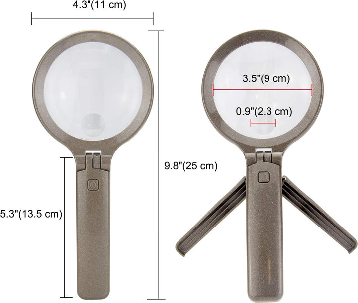 BIGLIGHT Eine Lupe mit LED und Halterung, 3x5x Handlupe 180° Faltlupe, Speziell für Altere Leser Ent
