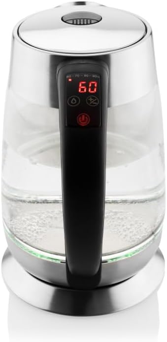 Glaswasserkocher mit Temperaturregelung VK792 | 1,8L Wasserkocher Glas &amp; Edelstahl (2200W) | Digital