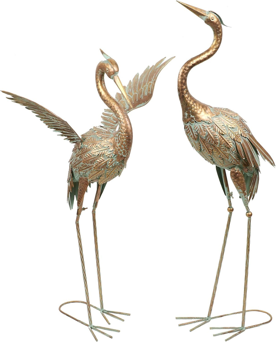 TERESA'S COLLECTIONS Metallvögel Kraniche Gartenfiguren für Teich 2er Set 99/ 85cm grosse Vogel Kran
