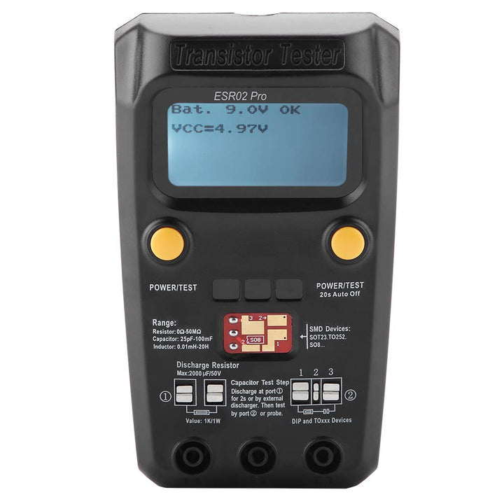 ESR02 Transistor Tester SMD-Chip-Komponenten-Kondensatormessgerät Induktivitätsmessgerät für Elektri