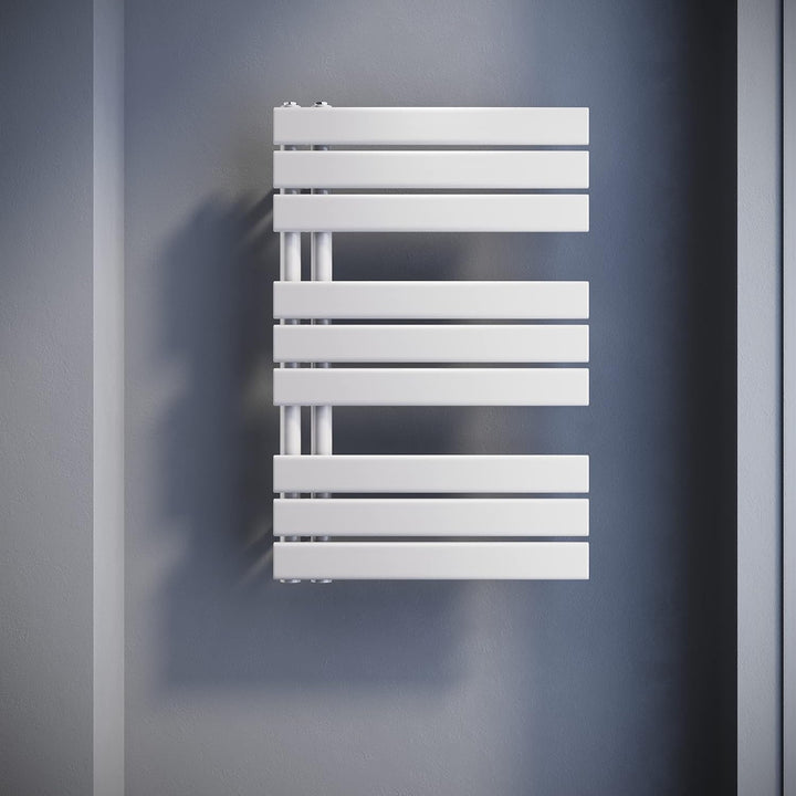 SONNI Badheizkörper Flach Handtuchtrockner 762 x 500 mm Weiss Handtuchwärmer Seitenanschluss Panel H