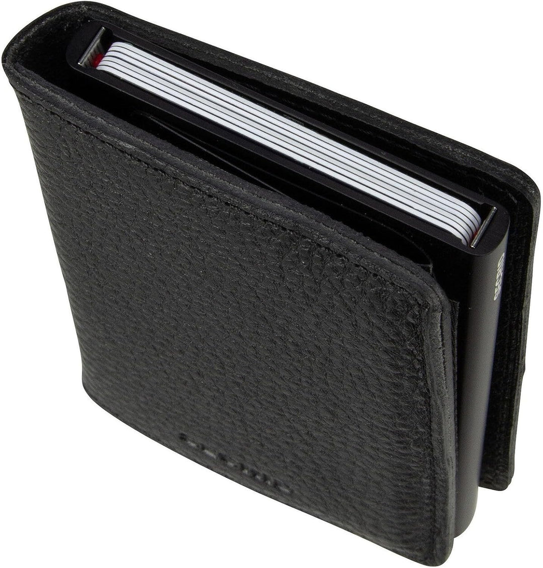Secrid Slimwallet Kartenetui Black-Black aus Leder für 4 Karten mit oder 6 Karten ohne Prägung, Mass