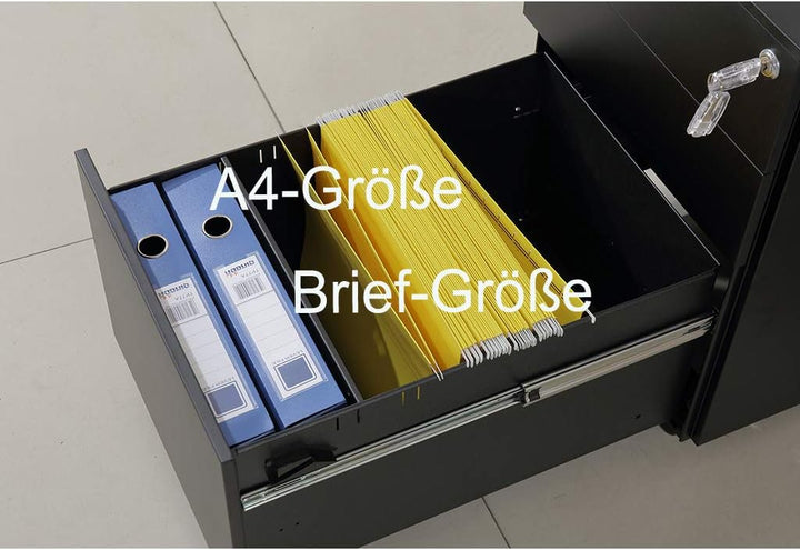Aktenschränke,Schrankkorpus Vormontiert, Rollcontainer Büro-Rollcontainer mit Anti-umkippen-mechanis