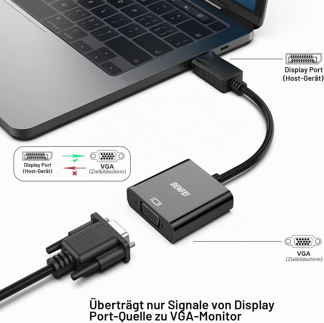 BENFEI DisplayPort auf VGA 10 Stück, Unidirektional DisplayPort DP Computor zu VGA Monitor Adapter 1