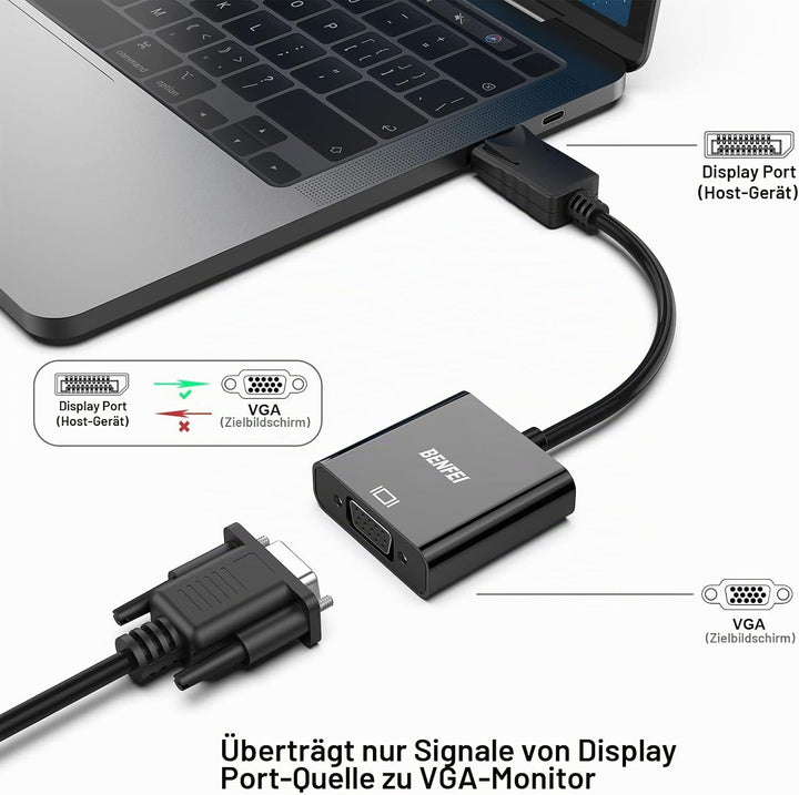BENFEI DisplayPort auf VGA 10 Stück, Unidirektional DisplayPort DP Computor zu VGA Monitor Adapter 1