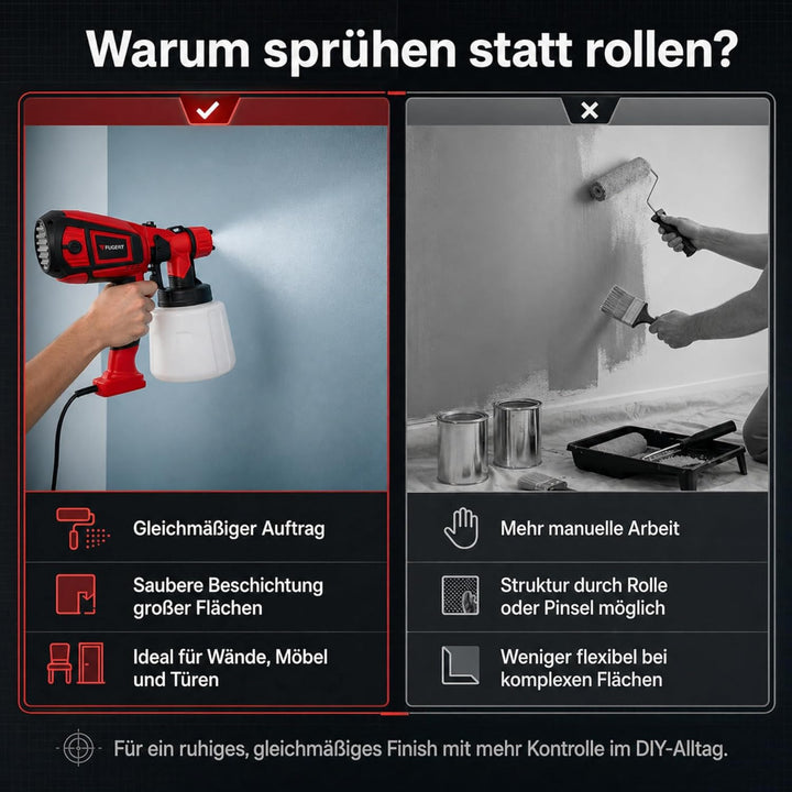 Farbsprühsystem, 750W, 1400 ml Behälter, 9 Düsengrössen 0,8-3,0 mm, mit Rutschfestem Griff und Visko