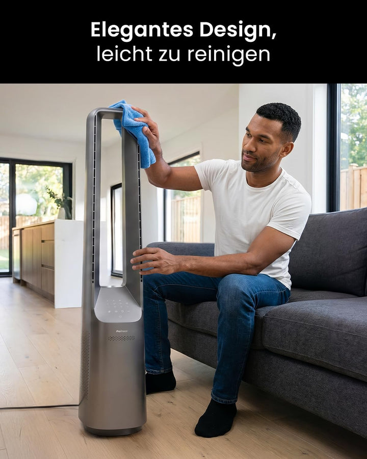 Pro Breeze 101cm rotorloser Ventilator - Ventilator oszillierend mit Fernbedienung, LED Display, 6 G