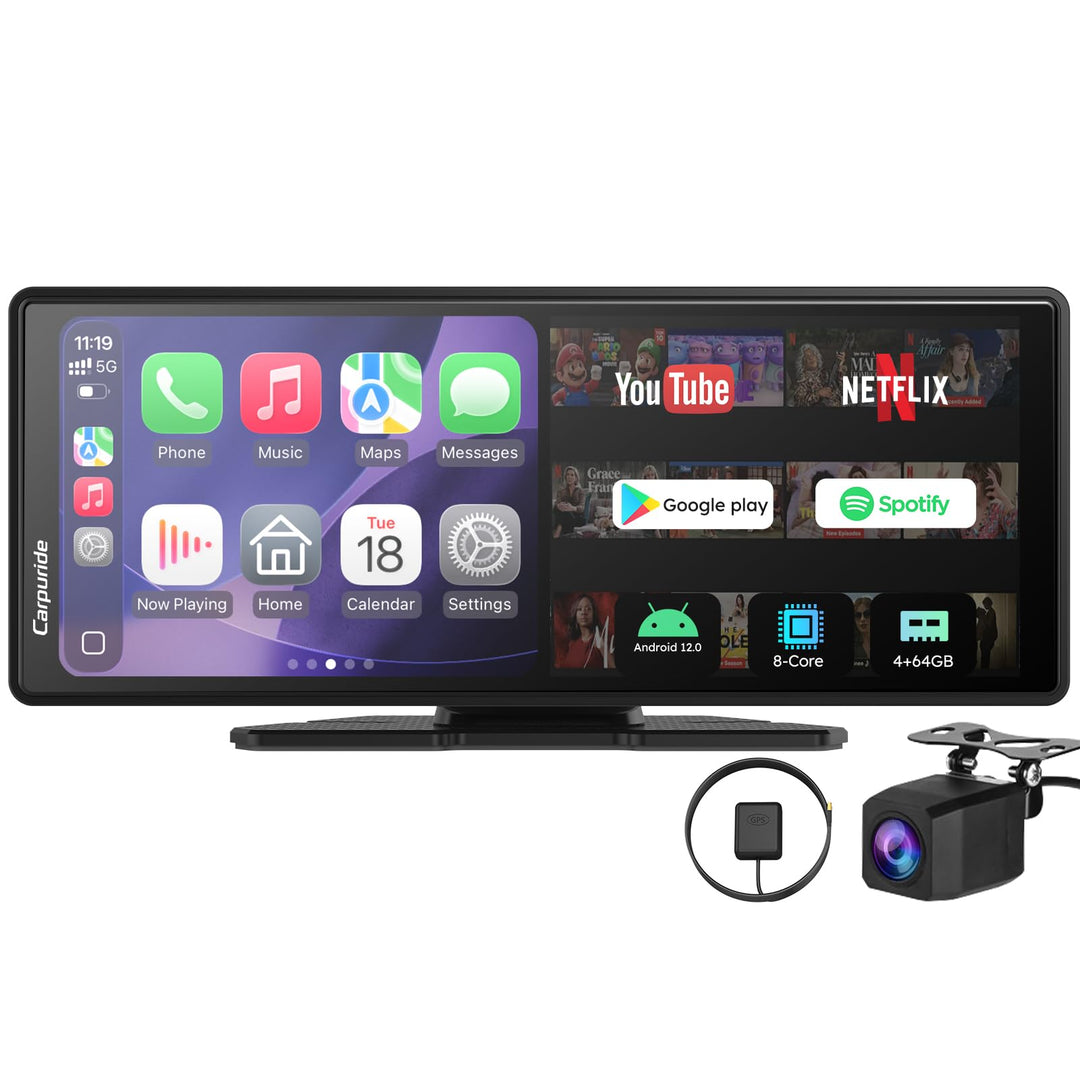 CARPURIDE W903Plus 9.3" CarPlay Display 4+64GB Android Auto | für G00gle Play, Online- und Offline-G